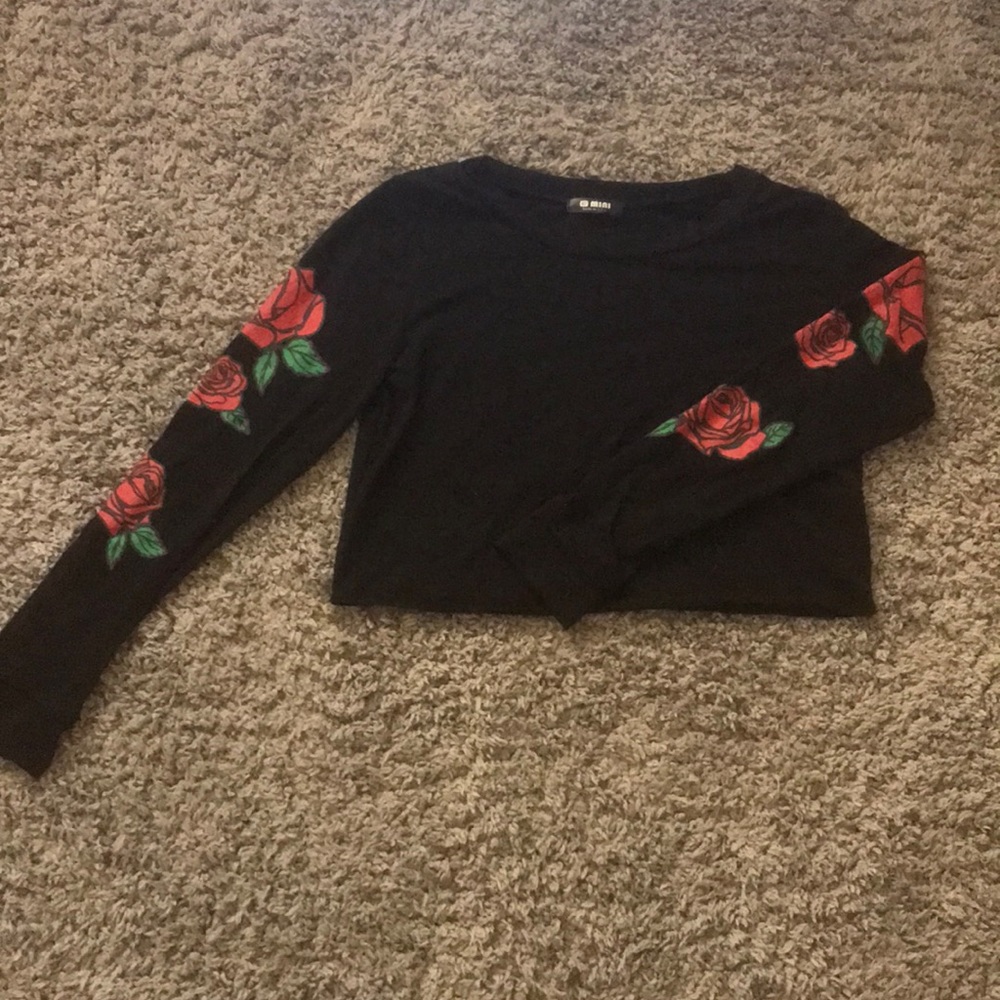 G star long sleeve rose crop top